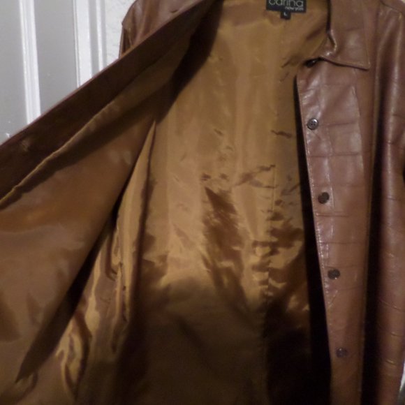 Carina New York Embossed Leather Car Coat Sz L - Picture 7 of 9